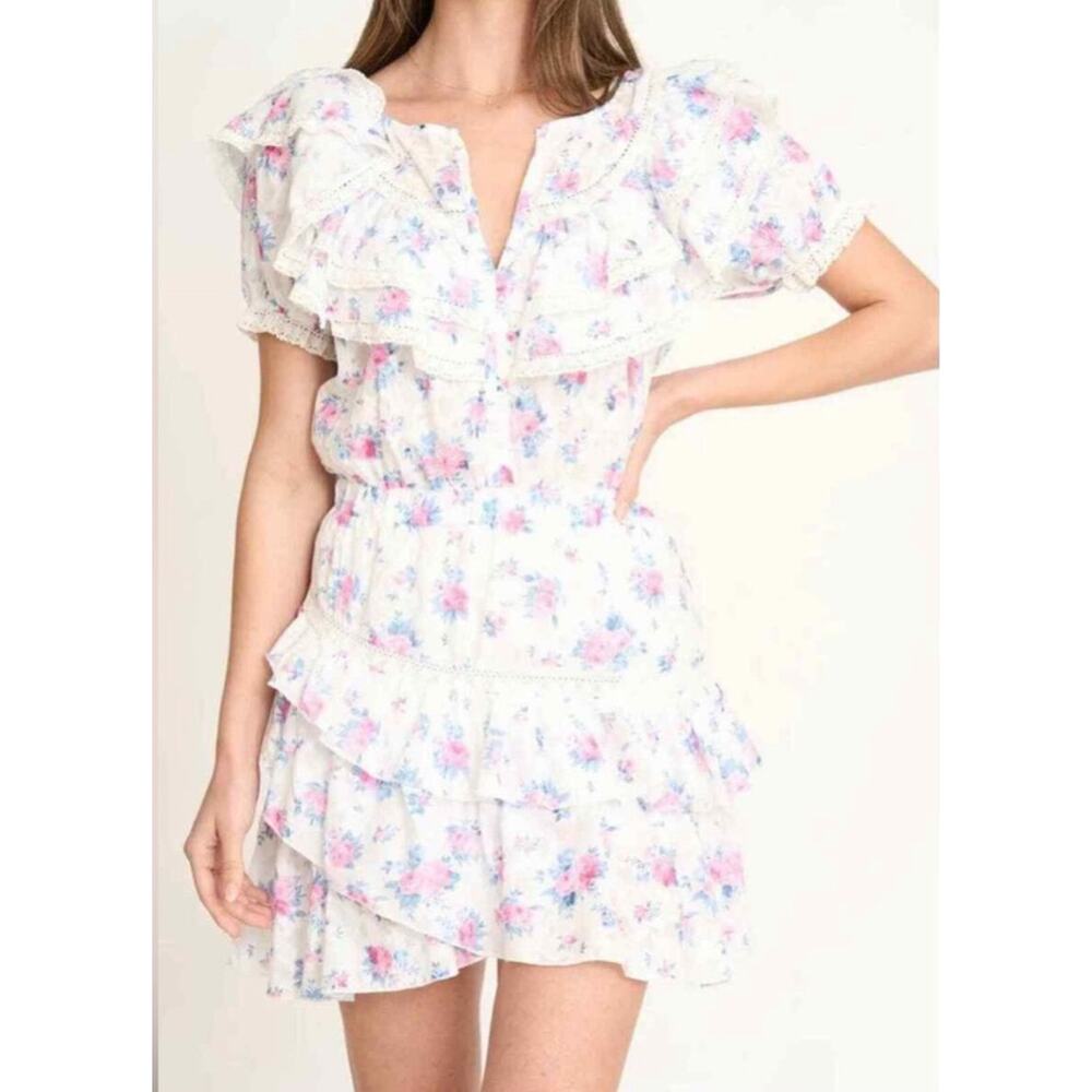 Fanco Multicolored Floral Ruffle Dress Size L Large